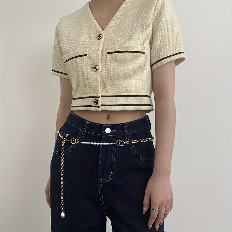 Faux Pear Decor Waist Chain Metal Belly Chain Decorative Chain Belt