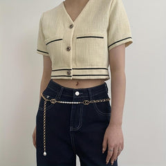 Faux Pear Decor Waist Chain Metal Belly Chain Decorative Chain Belt