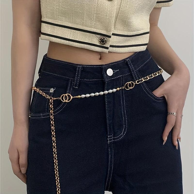 Faux Pear Decor Waist Chain Metal Belly Chain Decorative Chain Belt