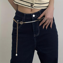 Faux Pear Decor Waist Chain Metal Belly Chain Decorative Chain Belt