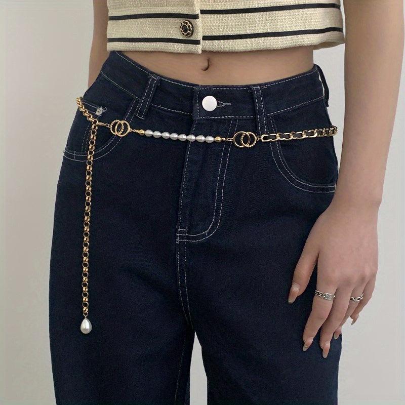 Faux Pear Decor Waist Chain Metal Belly Chain Decorative Chain Belt