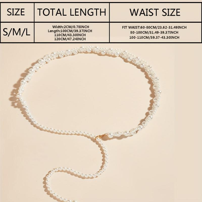 Vintage Faux Pearl Elastic Belt Women Dress Girdle
