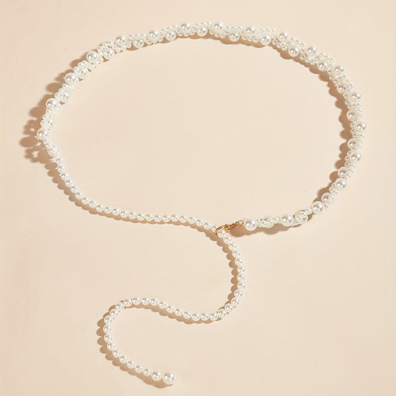 Vintage Faux Pearl Elastic Belt Women Dress Girdle