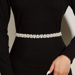 Vintage Faux Pearl Elastic Belt Women Dress Girdle