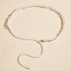Vintage Faux Pearl Elastic Belt Women Dress Girdle