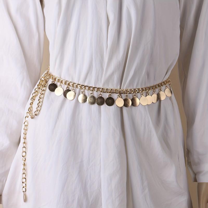 Coin Pendant Waist Chain Hip Hop Metal Chain Belt Dress Girdle Women