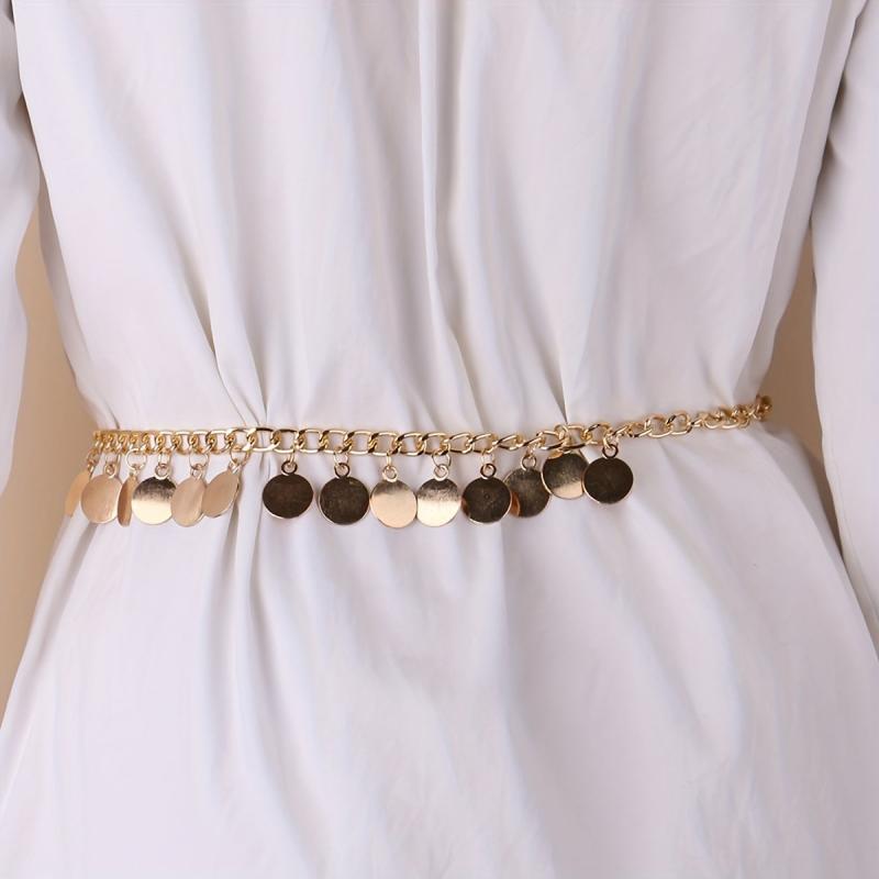 Coin Pendant Waist Chain Hip Hop Metal Chain Belt Dress Girdle Women