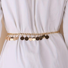 Coin Pendant Waist Chain Hip Hop Metal Chain Belt Dress Girdle Women