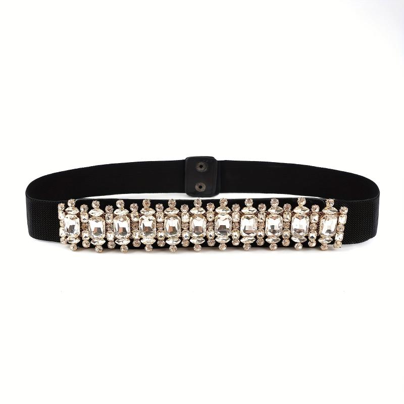 Crystal Elastic Wide Belt for Women Bohemian Girdle Dress Waistband