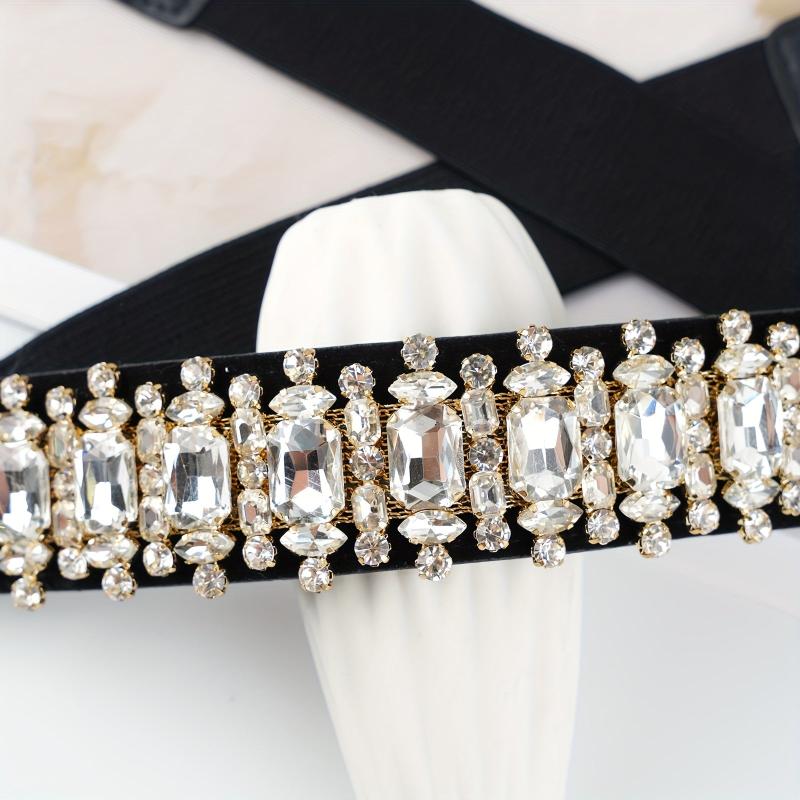 Crystal Elastic Wide Belt for Women Bohemian Girdle Dress Waistband