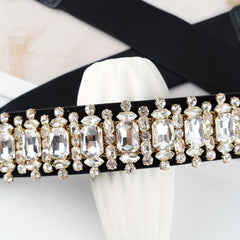 Crystal Elastic Wide Belt for Women Bohemian Girdle Dress Waistband