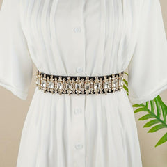 Crystal Elastic Wide Belt for Women Bohemian Girdle Dress Waistband