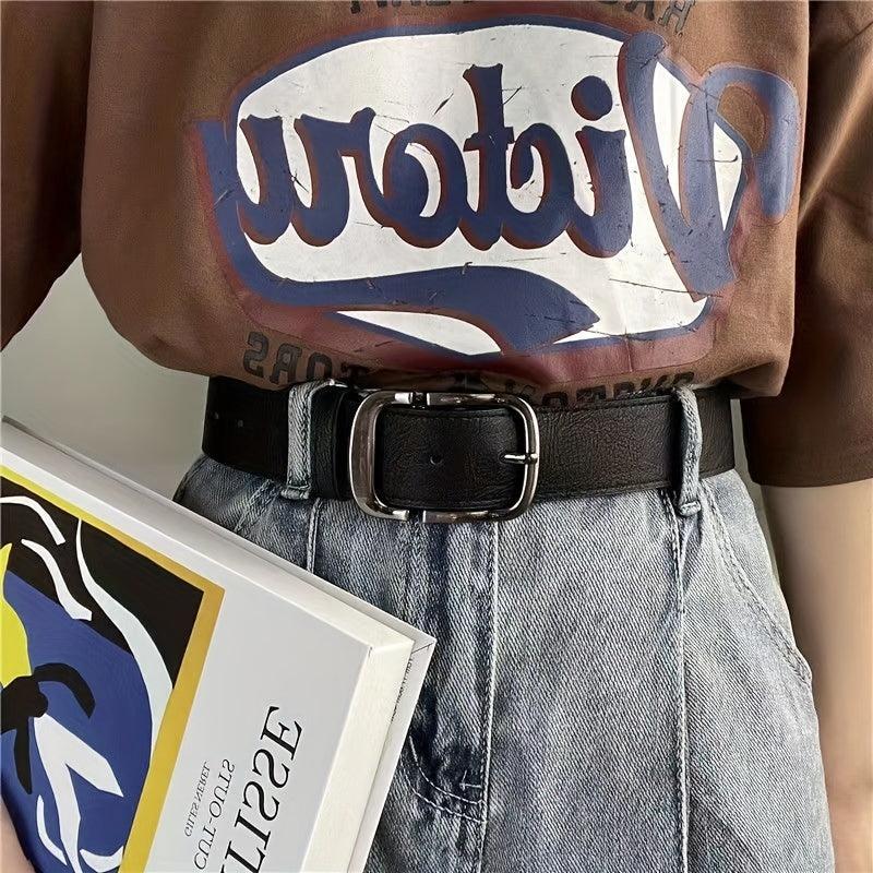 Unisex Pin Buckle Wide PU Belt Casual Jeans Pants Belt