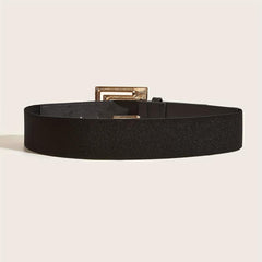 Golden Wide Belt with Square Buckle for Women