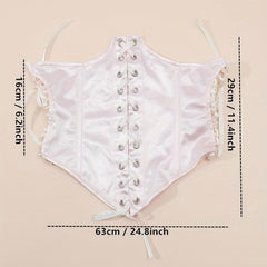 Pink Lace up Cincher Elastic Corset Waistband Belt Waspie Waist Belt