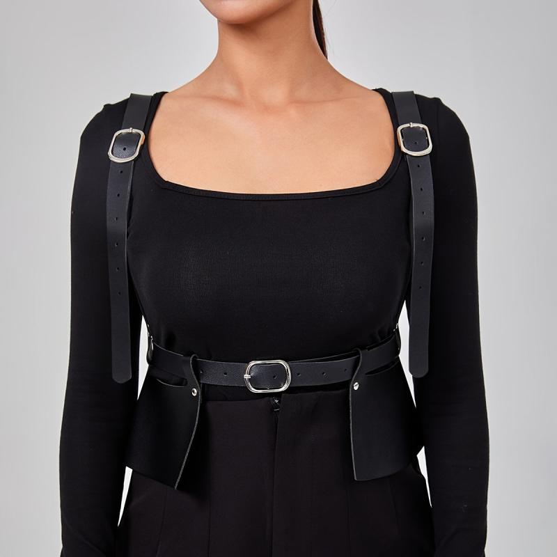 PU Leather Harness Belt Adjustable Waistband For Women