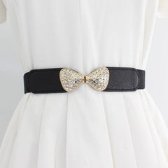 Wide Elastic Waist Belt Floral Buckle Women Vintage Dress Sweater Coat