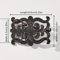 Retro Leaf Belt Buckle Boho Hollow Out Western Cowboy Belt Decorative Accessorie