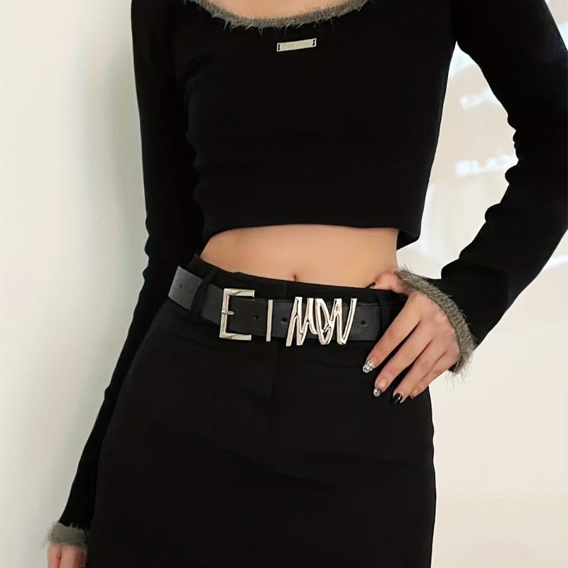 Square Pin Buckle Belt PU Leather Belt For Women