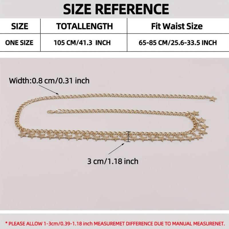 Golden Star Pendant Waist Chain Boho Metal Chain Belt Dress Girdle Women