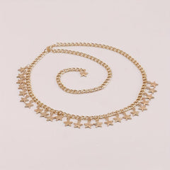 Golden Star Pendant Waist Chain Boho Metal Chain Belt Dress Girdle Women