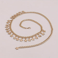 Golden Star Pendant Waist Chain Boho Metal Chain Belt Dress Girdle Women