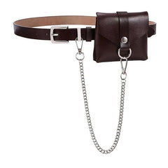 Women's Leather Belt Bag Metal Chain Decor Mini Waist Bag