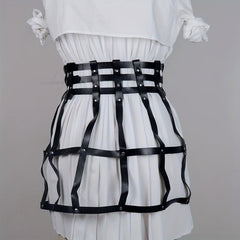 Gothic Three Layer Skirt Waistband Punk Adjustable Waist Belt