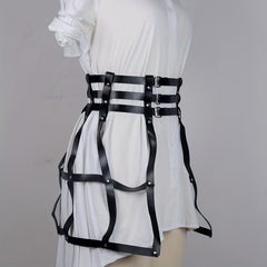 Gothic Three Layer Skirt Waistband Punk Adjustable Waist Belt