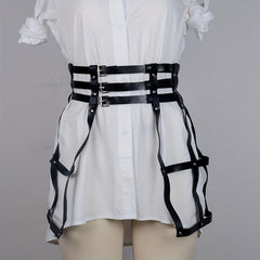 Gothic Three Layer Skirt Waistband Punk Adjustable Waist Belt