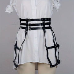 Gothic Three Layer Skirt Waistband Punk Adjustable Waist Belt