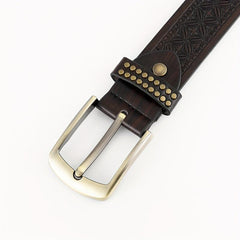  Embossed Brown PU Leather Belt