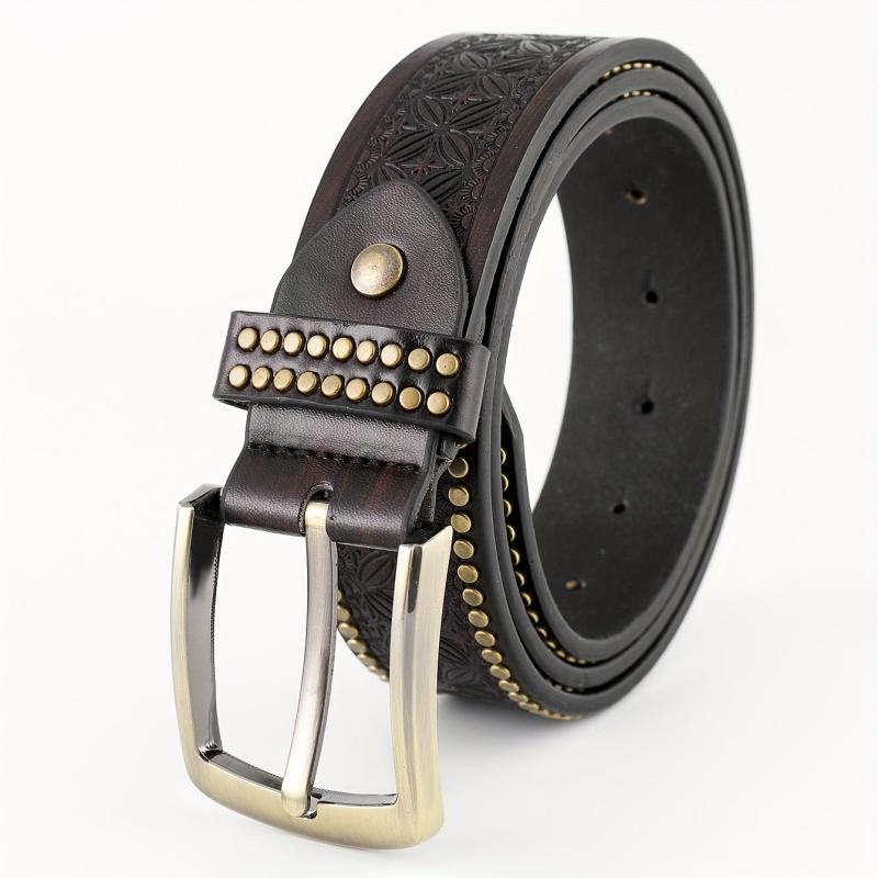  Embossed Brown PU Leather Belt