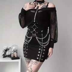 Gothic Chain Fringe Harness Tassel Suspenders Punk PU Leather Belt