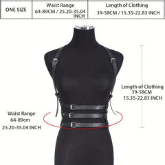 3 Layer Chest Harness PU Leather Gothic Body Harness