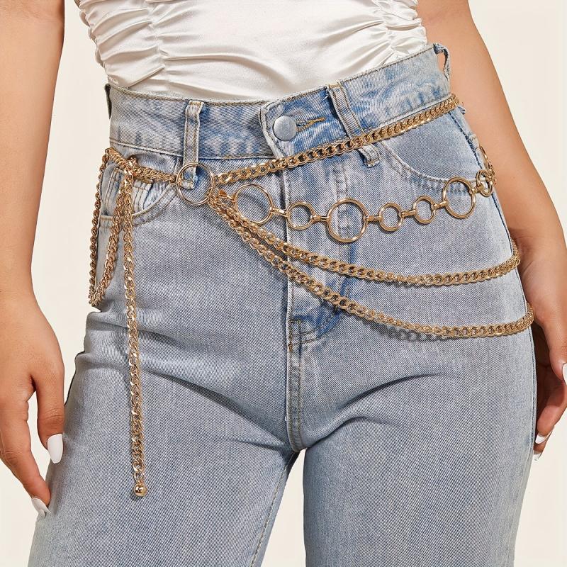 Layer Punk Waist Chain Sparkly Golden Belly Chain Hip Hop Decorative