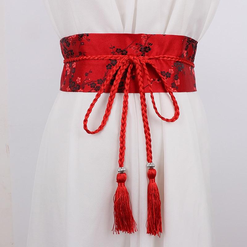 Vintage Hanfu Binding Belt With Tassel Female Waist Belt