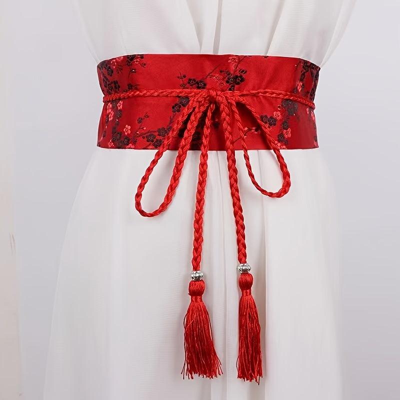 Vintage Hanfu Binding Belt With Tassel Female Waist Belt