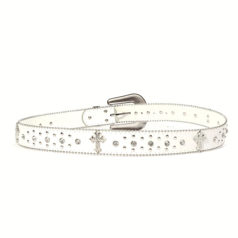 Western Cross Rivet Boho PU Leather Belt for Women