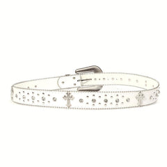Western Cross Rivet Boho PU Leather Belt for Women