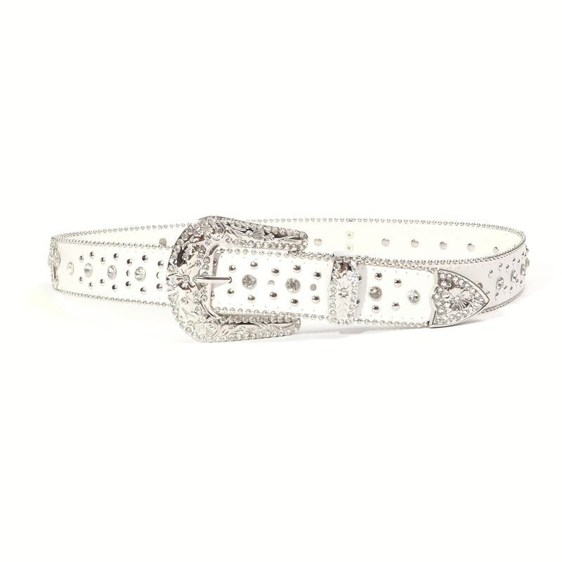 Western Cross Rivet Boho PU Leather Belt for Women
