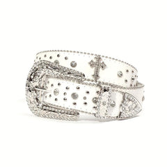 Western Cross Rivet Boho PU Leather Belt for Women