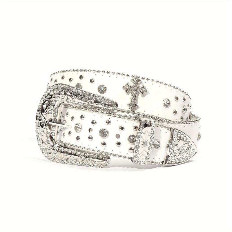 Western Cross Rivet Boho PU Leather Belt for Women