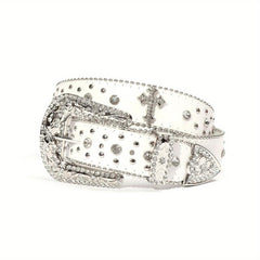 Western Cross Rivet Boho PU Leather Belt for Women