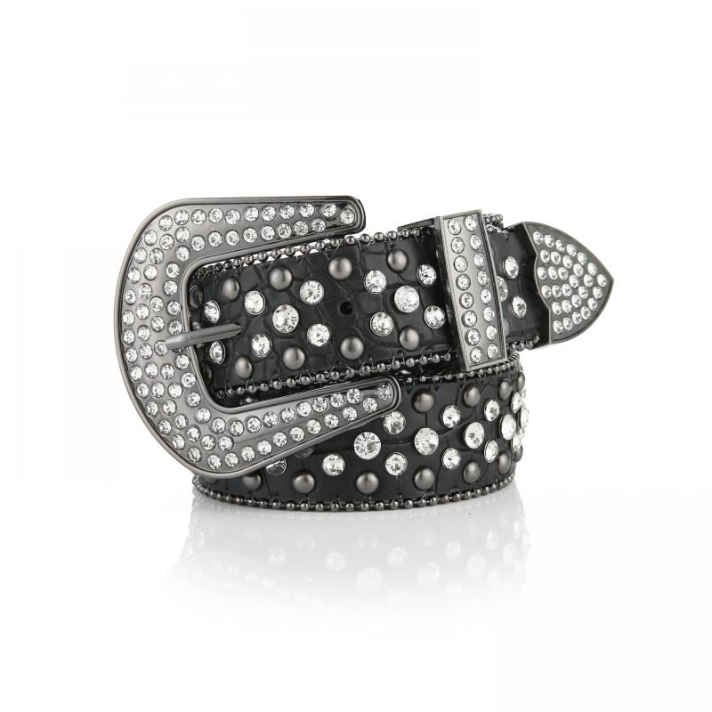 Hip Hop Rivet Rhinestone Belt Solid PU Belt Punk Jeans Pants Waistband