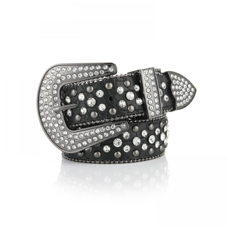 Hip Hop Rivet Rhinestone Belt Solid PU Belt Punk Jeans Pants Waistband
