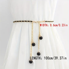 Golden Braided Waist Chain Faux Pearl Pendant for Women