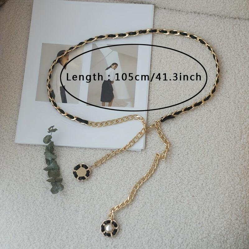 Camellia Pendant Chain Belts Silver Metal Chain Dress Decoration Waist Chain