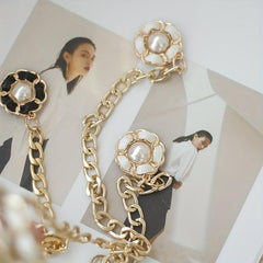 Camellia Pendant Chain Belts Silver Metal Chain Dress Decoration Waist Chain