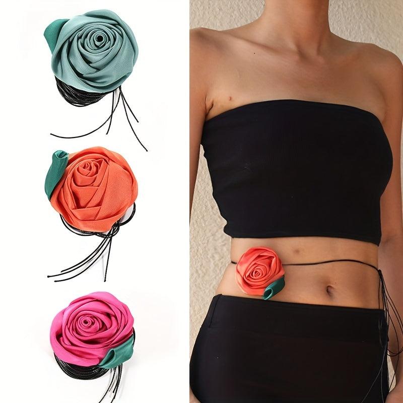 Flower Sash Belt Lace Up Rope Waist Belt